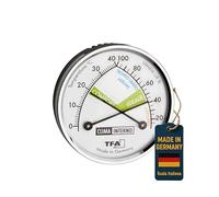 TFA Dostmann Thermomètre thermique analogique hygromètre avec anneau en métal 45.2024.IT, compteur d'humidité, multicolore, avec échelle italienne, fabriqué en Allemagne