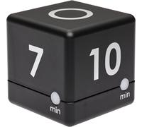TFA Dostmann Minuteur Timer Cube numérique – Alarme sonore et LED, 3-5-7-10 min, à piles, Noir