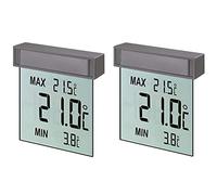 TFA Dostmann Vision 30.1025 Lot de 2 thermomètres de fenêtre numériques grand écran avec température extérieure L 97 x l 22 x H 105 mm Argent