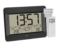TFA Dostmann Zeno 35.1163.01 Station météo radio-pilotée numérique avec prévisions météorologiques, température intérieure et extérieure, alarme de réveil avec snooze, noire