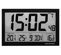 TFA Dostmann Horloge murale radio-pilotée 60.4510.01 XL - Thermomètre intérieur/extérieur - Noir
