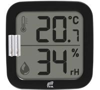 TFA.me ID-A0 Émetteur thermo-hygro TFA 30.3908 pour l'intérieur avec grand affichage de la température et de l'humidité (noir avec piles)