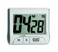 TFA Dostmann Minuteur et chronomètre numérique, 38.2021.02, Compte à rebours jusqu'à 99min/59s, Chronomètre à œufs, Fonction mémoire, Grands Chiffres, Aimant/Support, Blanc