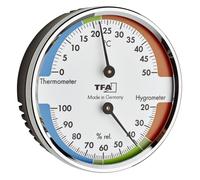 TFA Dostmann Thermo-hygromètre analogique, 45.2040.42, pour le contrôle de la température et de l'humidité, climat intérieur sain, avec zones de confort, argenté