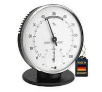 Thermomètre Thermohygromètre analogique avec anneau métallique 45.2032 argent/blanc