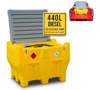 TFF Réservoir Gasoil Portable, 440 L avec Pompe à Carburant 12V DC débit 40 l/min. Réservoir Diesel Mobile pour PickUp avec Câble d'Alimentation, Tuyau Flexible de 4 m, Pistolet Gasoil Automatique