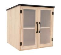 TFGXUE Bibliothèque en pin avec 2 niveaux et 2 portes, fenêtres en acrylique transparent, étagère en bois, étagère cube, armoire de rangement, 47 x 47 x 47 cm, couleur bois