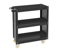 TFGXUE Chariot d'atelier à 3 niveaux sur roulettes, acier, 2 avec freins | Chariot à outils mobile - Charge maximale : 120 kg - Armoire à outils vide - Paroi perforée fonctionnelle - Pour la maison