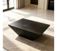 TgrGiEDenLO Table Basse Design Bois Massif Minimaliste avec tiroirs de Rangement cachés pour Appartements et espaces de Vie élégants(Black(with Tray),90cm/35.4in)