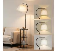 Thalyrnn Lampadaire avec étagères 3 niveaux, arche moderne 155 cm, rotatif 350° et abat-jour inclinable 120°, 3 températures de couleur - lampe-étagère d'angle pour salon, chambre ou bureau