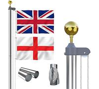 Thanaddo 20 FT Sectional Flag Pole Kit Extra Thick Aluminum Flagpole with 2 Flag, 2 Rope and Golden Ball Heavy Duty Outdoor In Grand Flag Pole for Residential, Yard and Commercial Use