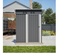 Thanaddo-Abri de jardin acier zingué 140x72.4x182cm porte Battante cabane bricolage outils jardin anti-intempéries