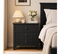 Thaookte 3-Drawer Storage Cabinet with Fluted Front, Modern Dresser,Black