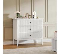 Thaookte 3-Drawer Storage Cabinet with Fluted Front, Modern Dresser,White