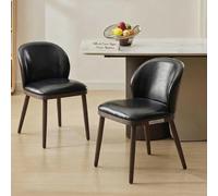Thaookte Black,Shell Back Upholstered Dining Chair with Solid Wood Legs |