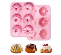 Thapncow 2 Pièces Moule à Gâteau en Silicone, Petit Moule à Savarin,6 Formes Différentes de Motifs de Rainures Moule a donuts, Cavités pour la Cuisson pour Cupcakes,Muffins,Chocolats