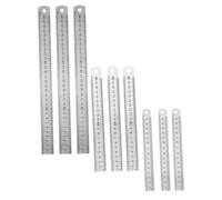 Thapncow 9 PcsAcier Inoxydable Réglet, Règle Métal Droite Metal Double Face, 15cm 20cm 30cm Outil Règle pour Étudiants et Bureau (Règle en acier inoxydable), argent