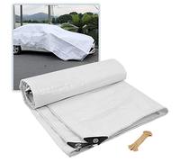 THAUXI Bâche étanche Blanc 1/2/3/4/5/6/7/8/9/10m bâches de Protection imperméable en Poly Couverture en Feuille Anti-UV pour terrasse,Camping,auvent,0.32mm d'épaisseur Anti-déchirure (Size : 2x4m)