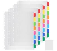 Thboxes Lot de 32 intercalaires A4 en plastique transparent avec onglets, pochettes perforées A4 pour classeurs à 2/3/4, classeurs à anneaux, bureau, école