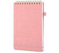 Thboxes Top Spiral Notebook 6×9 Pink Fabric Cover， 80 Sheets of 100 GSM Thick Paper, Lay Flat Notepad with Elastic Band and Pen Holde for Writing Notes Work School.