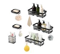 THCTYRP, Étagères de Douche Lot de 6, Sans Perçage, Murales, Noir | Pour Salle de Bain, Porte-Gel Douche, Panier, Support Pommeau