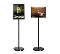 THCTYRP Présentoir au sol A4 Noir - Chevalet d'affichage en aluminium réglable pour affiches, menus, panneaux d'information