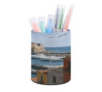 The Ancient Castle And The Sails Porte-stylo pour bureau élégant et mignon Porte-crayons multifonction en cuir Grande capacité Organisateur de stylos moderne minimaliste pour la maison et le bureau