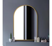The Arcus Miroir Mural arqué avec Cadre en métal doré 120 x 80 cm Convient pour l'intérieur et l'extérieur
