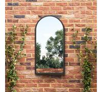 The Arcus Miroir Mural de Jardin arqué avec Cadre en métal Noir 80 x 40 cm