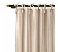 THE ART BOX Lot de 2 rideaux à rayures en gaze de style bohème avec embrasse sur le dessus, filtrant la lumière, rideaux de porte et de fenêtre pour salon, chambre à coucher, beige sur blanc (243 x