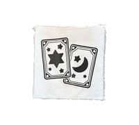 THE ART BOX Nappe, Tapis de Tarot, Fournitures de Sorcellerie - 45,7 x 45,7 cm - Tissu d'alter céleste Spirituel Wiccan avec Franges (Cartes étoile et Lune - Noir et Blanc)