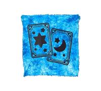 THE ART BOX Nappe, Tapis de Tarot, Fournitures de Sorcellerie - 91,4 x 91,4 cm - Tissu d'alter céleste Spirituel Wiccan avec Franges (Cartes étoiles et Lune - Turquoise)