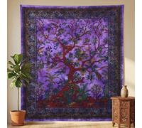 THE ART BOX violet arbre de vie tenture murale tapisserie, tapisseries psychédéliques, couvre-lit double en coton indien, plaque de pique-nique, décoration murale, art mural au plafond