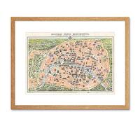 The Art Stop Map Antique GARNIER Paris Tourist City Plan Framed Print F12X3474