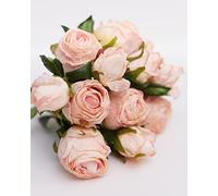 The Baked Studio Lot de 12 fleurs séchées artificielles séchées pour décoration de gâteaux, décoration d'intérieur, vases, mariages, bouquets de demoiselle d'honneur (rose pâle poudré)
