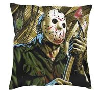 The Beach Stop Housse de coussin effrayante Jason Voorhees Friday 13th Halloween | Décoration d'intérieur unique | Idée cadeau Inspo | 45 x 45 cm | portrait de Jason Voorhees
