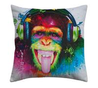 The Beach Stop Housse de coussin imprimée chimpanzé arc-en-ciel | Idée cadeau pour hommes, femmes et enfants | 45 x 45 cm | Chimpanzé coloré