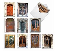 The Best Card Company M4624OCB-B1x10 Lot de 10 cartes vierges assorties pour toutes les occasions avec des images de portes magnifiquement ornées et finement conçues avec enveloppes blanches.