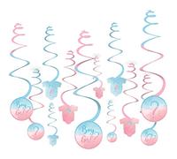 The Big Reveal Swirl Decor - 12,7 cm | Bleu et rose | 12 pièces.