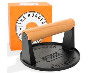 The Burger Smasher™ Presse à Hamburger en Fonte Robuste pré-assaisonnée - Kit de Presse à Hamburger, Presse à Griller pour Hamburgers, Presse de Cuisson, Presse Alimentaire, Presse à Viande