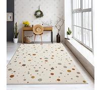 the carpet Beat Kids Tapis moderne doux pour enfants, décoration de chambre d'enfant, poils doux, facile d'entretien, couleurs résistantes, motif à pois, crème, 120 x 170 cm