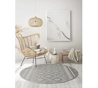 the carpet Calgary - Tapis d’intérieur Durable, Facile à Nettoyer, idéal pour Salon, Chambre, Cuisine ou entrée, également adapté à l’extérieur - Gris Losange - 120 x 120 cm Rond
