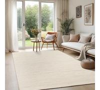 the carpet Deluxe Wool Tapis en Laine tissé à la Main dans Un Style bohème scandinave Naturel, Travail Artisanal pour Un Style Unique, crème Beige, 200 x 290 cm