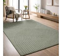 the carpet Elisa Tapis de Salon Moderne, Design géométrique, Haute densité de Poils et Doux au Toucher, Vert, 240 x 340 cm