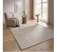 the carpet Elisa tapis de salon moderne, design géométrique, haute densité de velours et agréablement doux, Beige, 120 x 160 cm