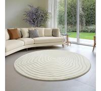 the carpet Everest - Poils Courts Modernes pour Salon, Chambre à Coucher, avec Effet très Profond, Effet 3D, Haute densité de Poils et Doux au Toucher, crème, 200 cm Rond