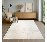 the carpet Everest - Tapis Moderne à Poils Courts pour Salon et Chambre, avec Effet Haut-Bas, Effet 3D, Haute densité de Fibres et Toucher Doux, Motif en nid d’Abeille,Crème, 120 x 170 cm