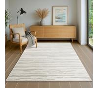 the carpet Everest - Tapis Salon Moderne à Poils Courts avec Effet de Haut en Bas, Effet 3D, densité de Poils élevée et Douceur agréable, Design Abstrait, crème, 240 x 340 cm
