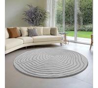 the carpet Everest - Tapis Salon Moderne à Poils Courts avec Effet de Haut en Bas, Effet 3D, Haute densité de Poils et agréablement Doux, Gris, 200 cm Rond