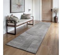 the carpet Everest - Tapis Salon Moderne à Poils Courts avec Effet de Haut en Bas, Effet 3D, Haute densité de Poils et agréablement Doux, Gris, 80 x 300 cm